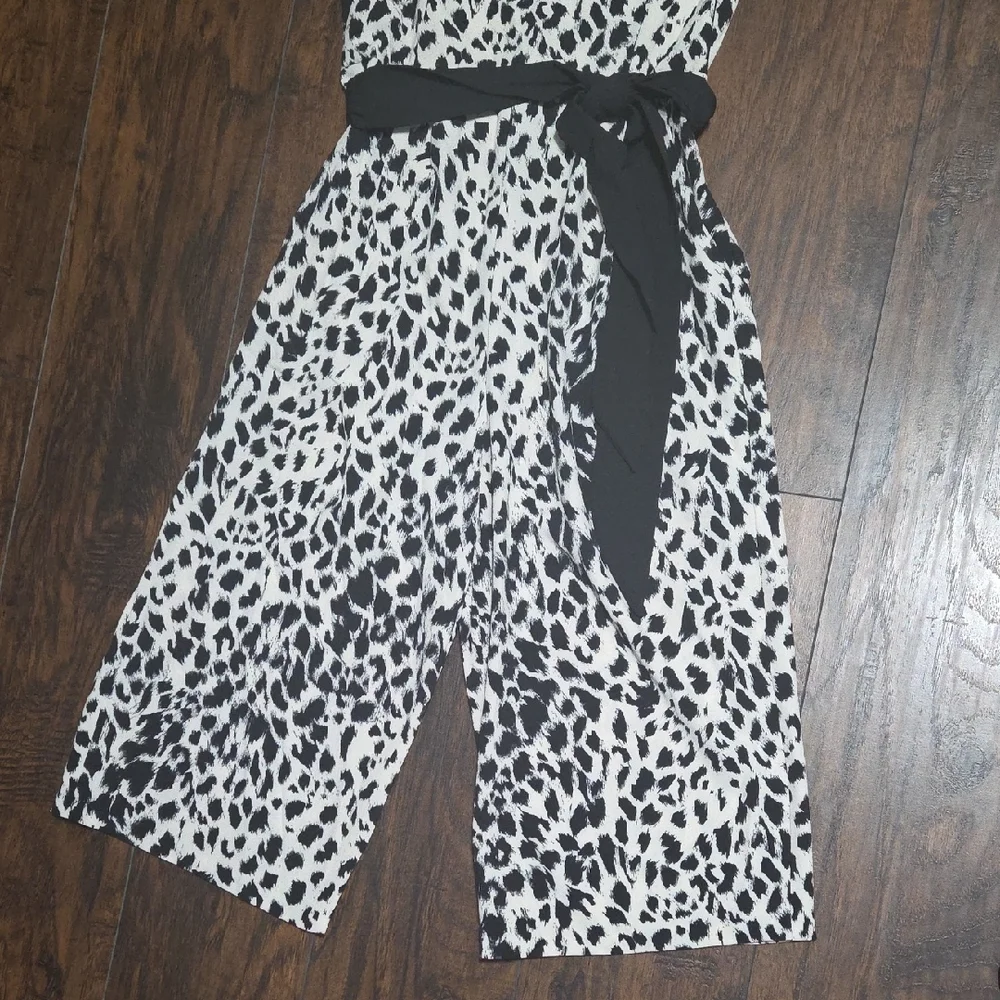 Emma & Michele Black and White Animal Print Jumpsuit - Picture 4 of 7